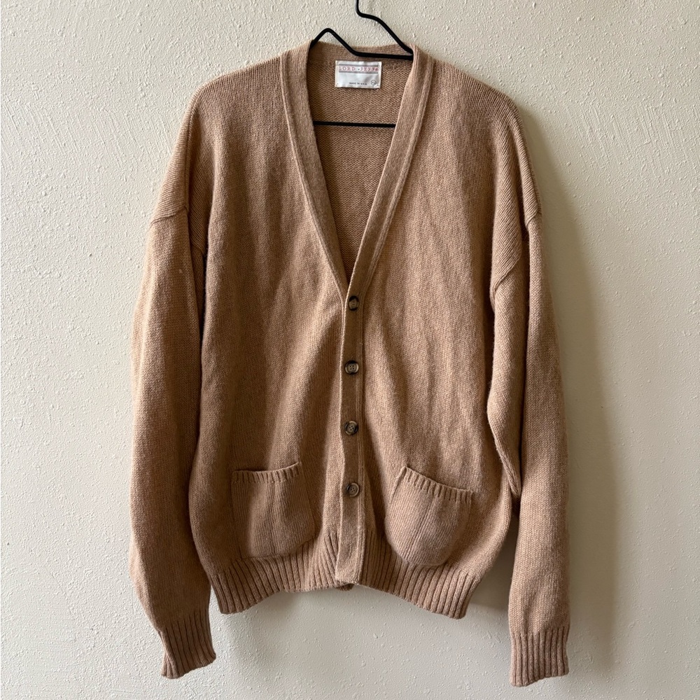 Vintage Wool Tan Cardigan Sweater
